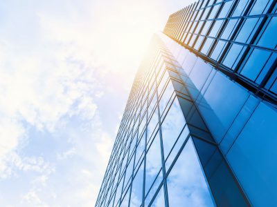 low-angle photo of curtain wall building